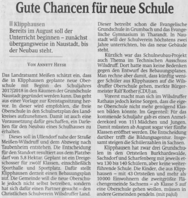 Gute Chancen für evangelische Oberschule